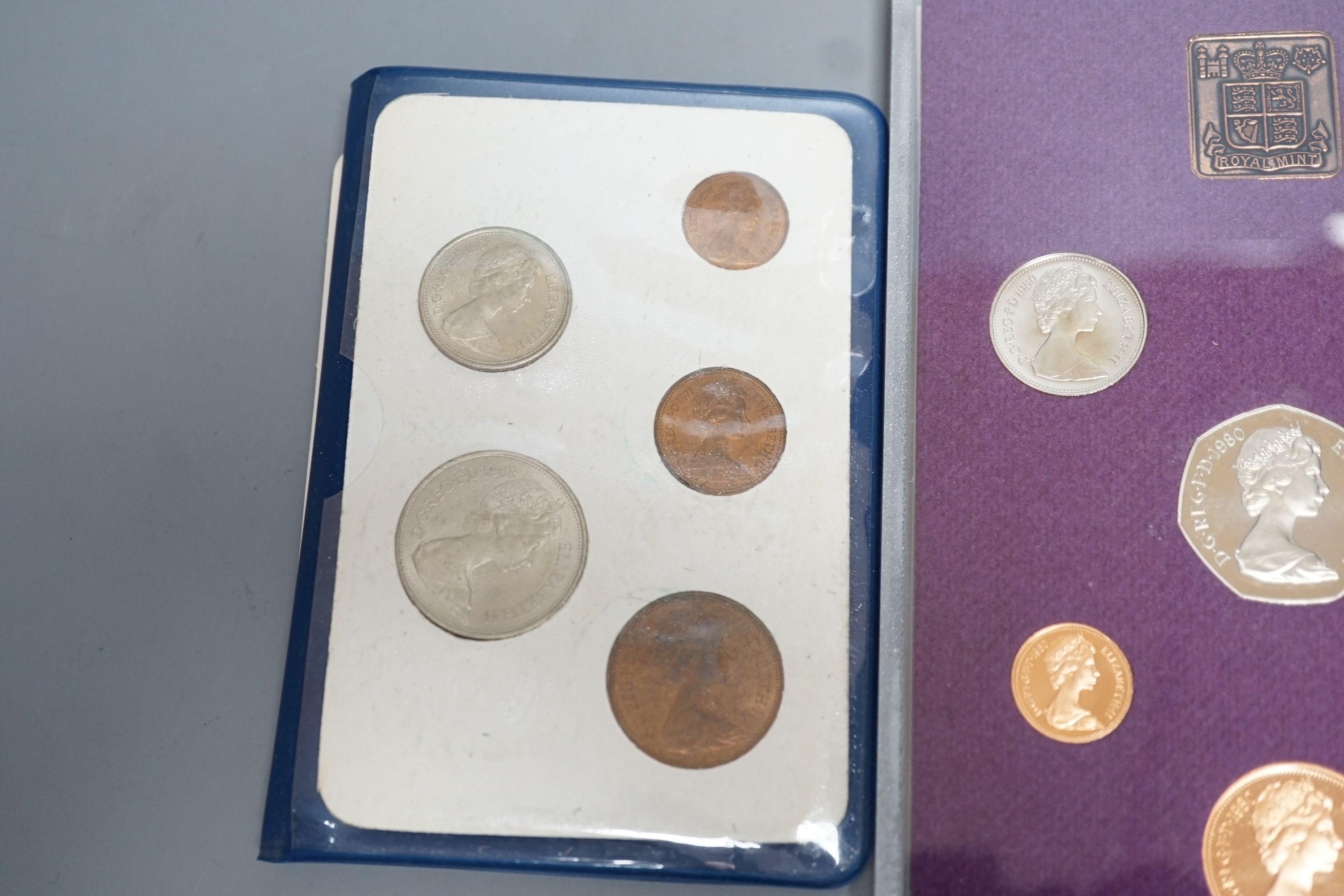 A group of UK proof and UNC coins